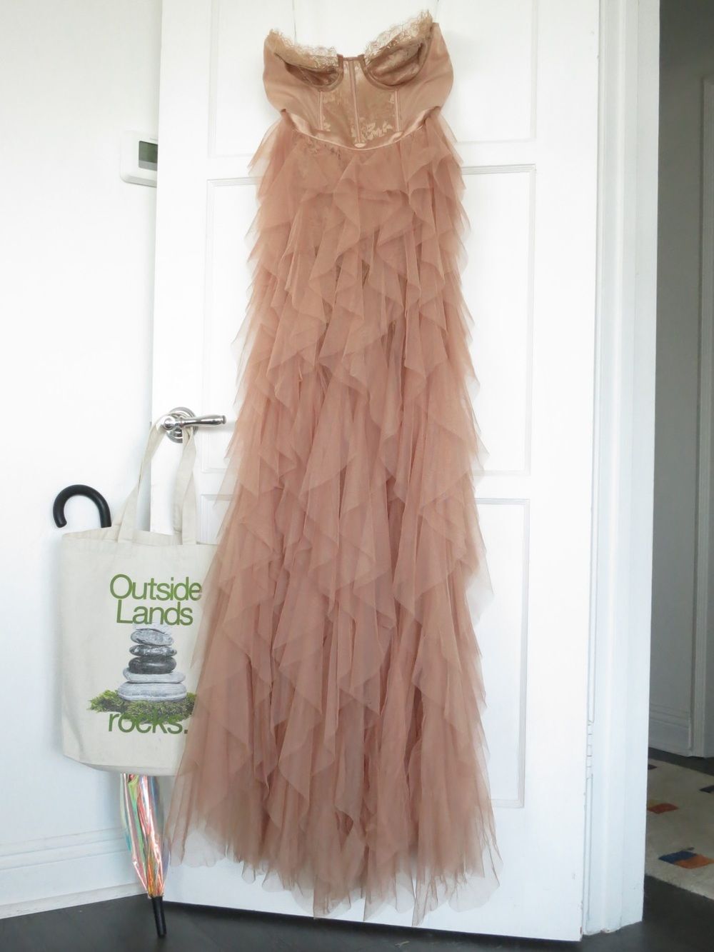 For Love & Lemons X Revolve Bustier Gown Warm Taupe Lace Corset Dress Sz M NWT - Picture 7 of 14